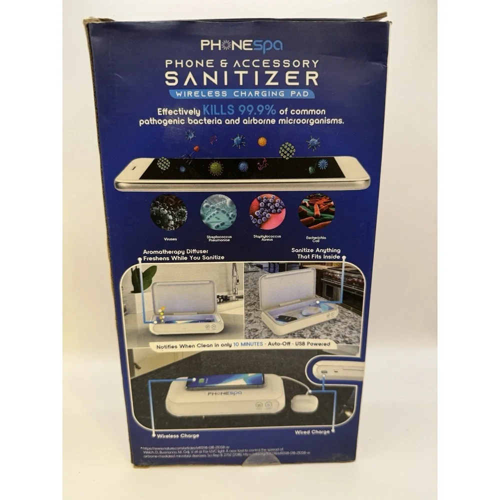 PhoneSpa UV Phone Sanitizer & Wireless Charger w/ Aromatherapy - Tzumi 7506